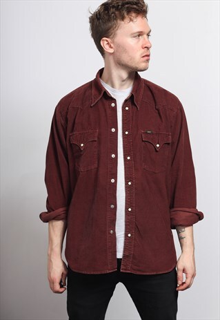 VINTAGE CORDUROY CORD SHIRT BROWN