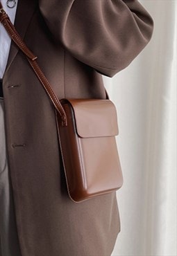 Men's leather vertical small square bag