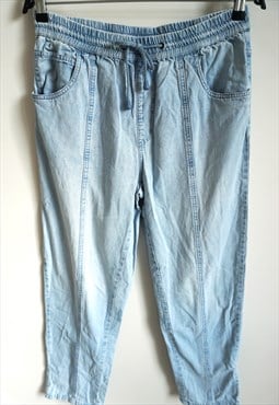 Vintage Light Blue Denim Pants Boyfriend High waist Straight