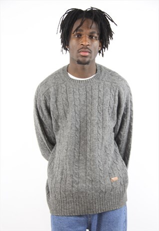 VINTAGE PURE WOOL GREY JUMPER