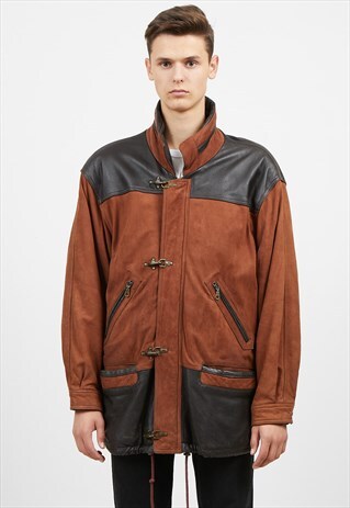 VINTAGE BROWN BLACK SMOOTH LEATHER JACKET