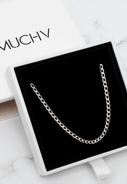 Silver Flat Curb Chain Necklace