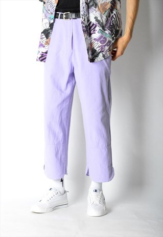 VINTAGE 90S UNISEX PASTEL PURPLE LINEN BLEND PANTS