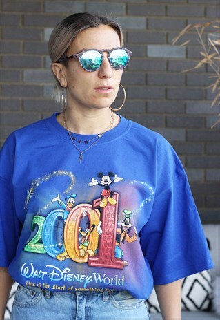 VINTAGE Y2K WALT DISNEY WORLD OVERSIZED BLUE T SHIRT