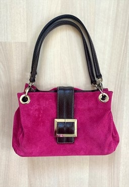 90's Pink Faux Suede Handbag