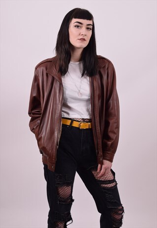 VINTAGE 80'S SOFT LAMBS LEATHER JACKET UNISEX SIZE MEDIUM