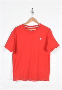 Vintage Champion T-Shirt Crew Neck Red Large