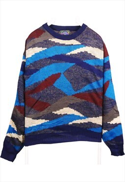 Vintage 90's Weeds Jumper / Sweater Knitted Crewneck Blue
