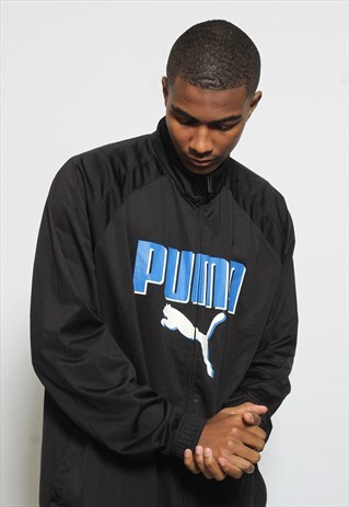 VINTAGE PUMA LOGO TRACK JACKET BLACK