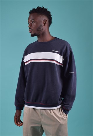 VINTAGE REEBOK NAVY WAFFLE TEXTURED SWEATSHIRT