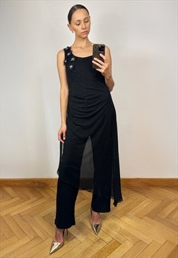 Vintage Sleeveless Black Jumpsuit