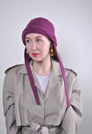PURPLE FLEECE HAT, WOMEN LACE HAT, WINTER ACCESSORIES