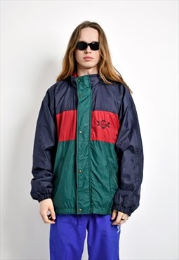 80s vintage windbreaker coat multi coloured 90s retro jacket