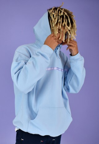 G&G UNISEX BABY BLUE WRITING RIBBON HOOD