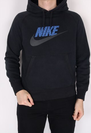 NIKE - BLACK SPELLOUT PRINTED HOODIE - MEDIUM