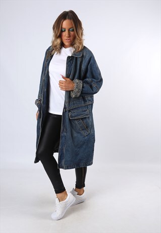 DENIM JACKET LINED LONG OVERSIZED FITTED UK 12 (43E)