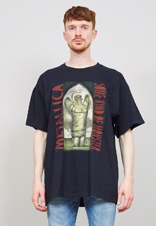 VINTAGE BLACK OVERSIZED METALLICA BAND T-SHIRT