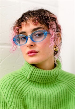 BONDIE - BLUE OVAL SUNGLASSES
