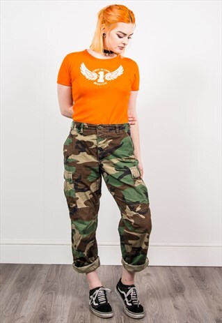 VINTAGE 90'S CAMOUFLAGE PRINT GRUNGE ARMY TROUSERS