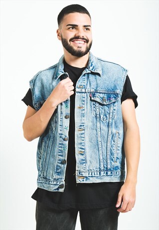 VINTAGE 80S LEVI'S DENIM GILET JACKET / S6032
