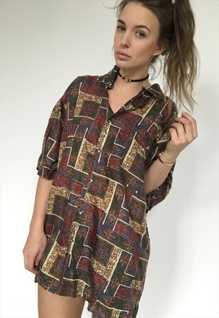 PATTERNED OVERSIZED RETRO VINTAGE UNISEX FESTIVAL SHIRT