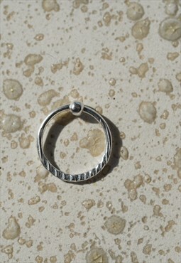Sterling Silver Nose Ring With Cut Diamond 10mm