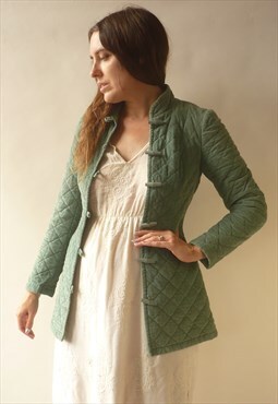 1970's Vintage Green Corduroy Lightly Quilted Padded Jacket