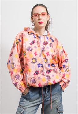 Vintage 90's windbreaker hooded jacket zip up women