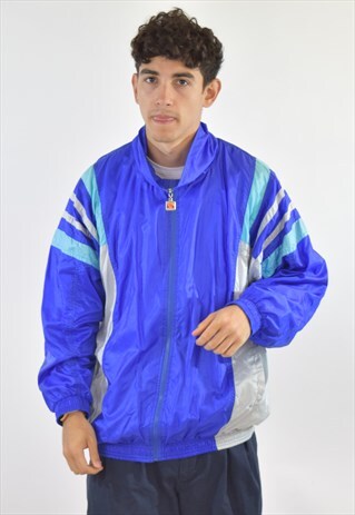 VINTAGE 90S BLUE WHITE ELLESSE TRACKSUIT TOP JACKET