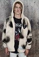 TIE-DYE FLEECE JACKET FAUX FUR BOMBER HEART EMO JACKET CREAM