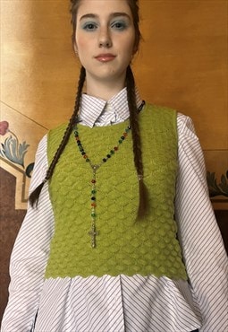 Vintage 00s Y2K Onyx vest knitwear in acid green