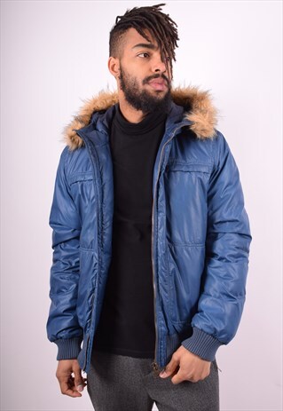 LEE MENS VINTAGE PADDED JACKET LARGE BLUE 90'S