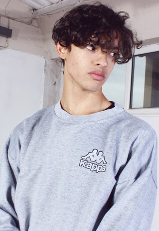 VINTAGE KAPPA GREY PRINTED SWEATSHIRT