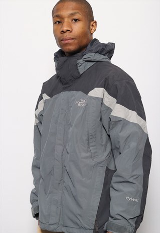 VINTAGE THE NORTH FACE LOGO WATERPROOF JACKET GREY