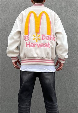 Kahki Embroidered bomber Varsity jacket 