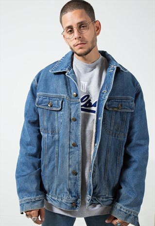 VINTAGE 80S LEE SHEARLING SHEEPSKIN DENIM JACKET / S1589