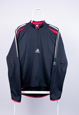 Vintage Adidas Sweatshirt Centre Logo 1/4 Zip Pullover M
