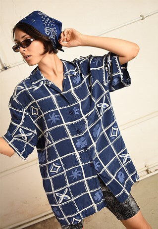 VINTAGE 90S FESTIVAL LOOSE-FITTING MOMS SILK BLOUSE TOP