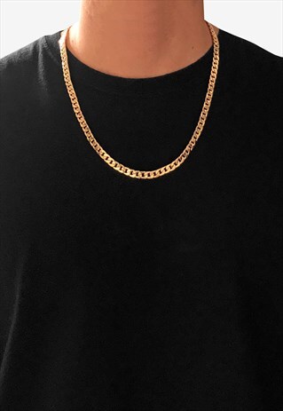 18" GOLD PLATED CURB NECKLACE CHAIN - GOLD