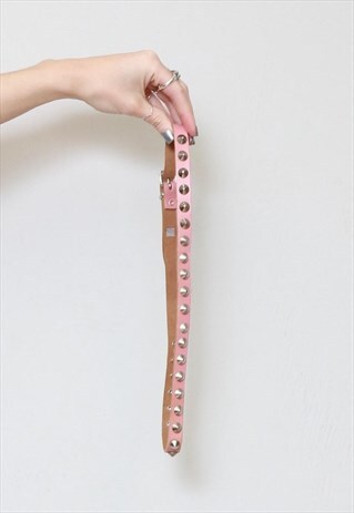 VINTAGE 1980'S PINK STUDDED LEATHER BELT
