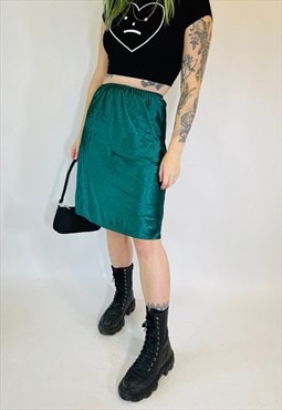 Vintage 90s 00s Y2K Satin Green Slip Party Spring Skirt