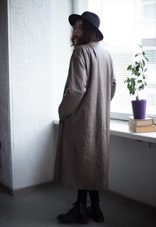 VINTAGE 70'S LIGHT BROWN LEATHER COAT