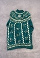 VINTAGE KNITTED JUMPER EMBROIDERED FLOWERS PATTERNED KNIT