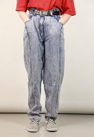 VINTAGE ACID WASH HIGH WAISTED JEANS