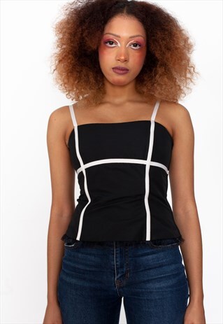VINTAGE 90S GRID PRINT TOP ID:A311