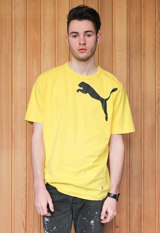 VINTAGE 1990S YELLOW PUMA T-SHIRT