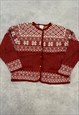 VINTAGE KNITTED CARDIGAN ABSTRACT PATTERNED KNIT SWEATER