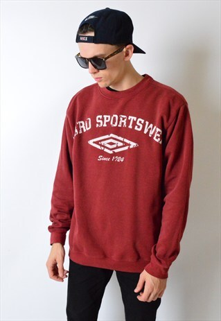 VINTAGE 90S BURGUNDY RED UMBRO SWEATSHIRT JUMPER