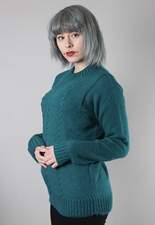 VINTAGE 80'S CABLE KNIT JUMPER MEDIUM