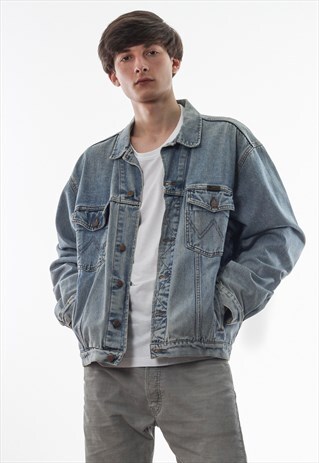 VINTAGE WRANGLER TRUCKER 90S BLUE DENIM JEANS